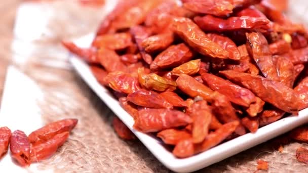 Portion of dried Chillies — Stock Video