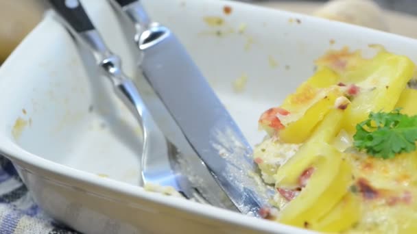 Gratin πατάτας με φρέσκα βότανα — Αρχείο Βίντεο