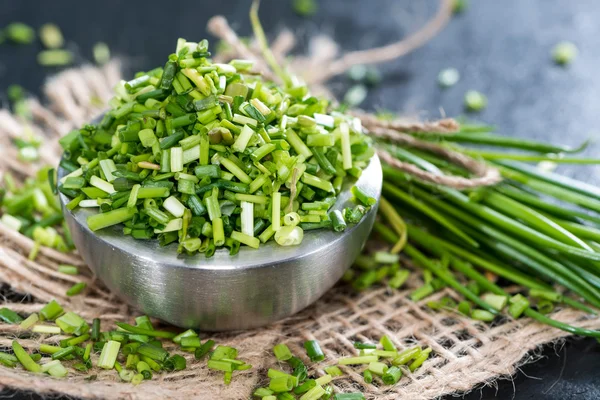 Bowl with fresh cutted Chives — Stock Photo, Image