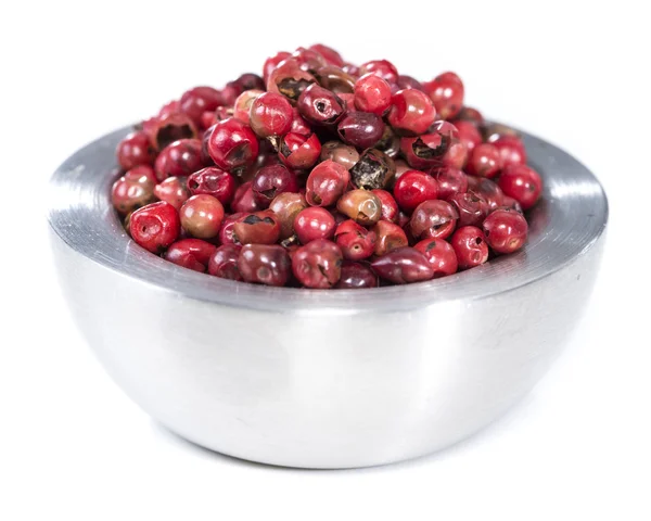 Isolated Pink Peppercorns (in a bowl) — Stock Photo, Image