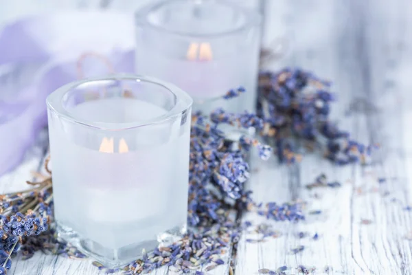 Velas de lavanda — Fotografia de Stock