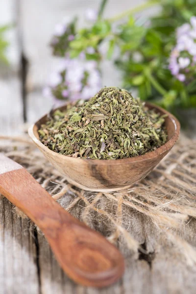 Dried Winter Savory in a bowl — Stock Photo, Image