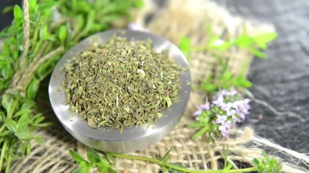 Heap of dried Winter Savory — Stock Video