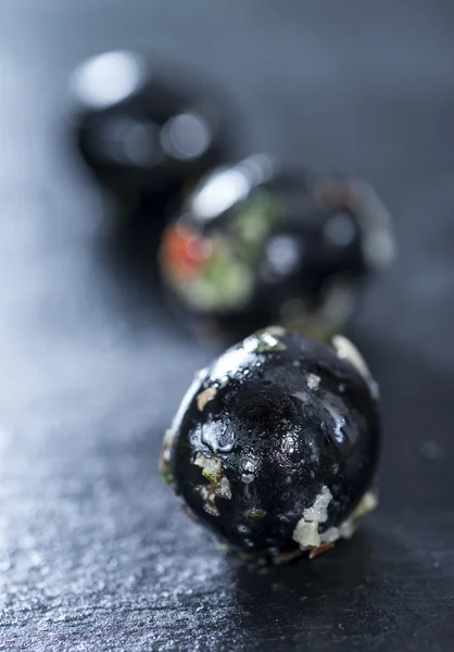 Portion of black Olives — Stock Photo, Image