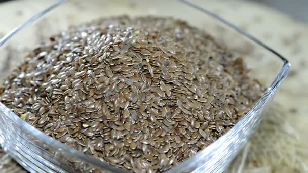 Flaxseeds in a bowl — Stock Video