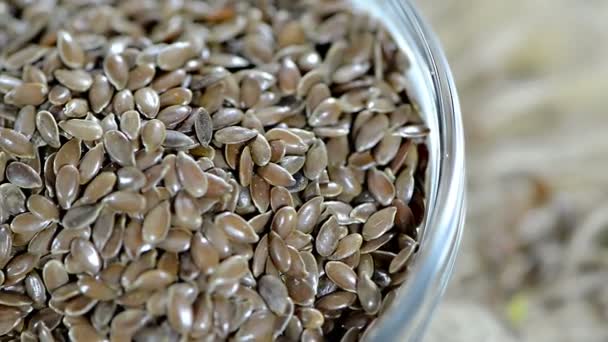 Flaxseeds in a bowl — Stock Video