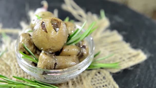 Portion of grilled Mushrooms — Stock Video