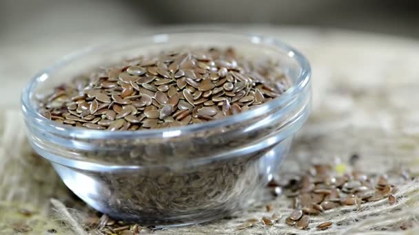 Flaxseeds egy tál — Stock videók