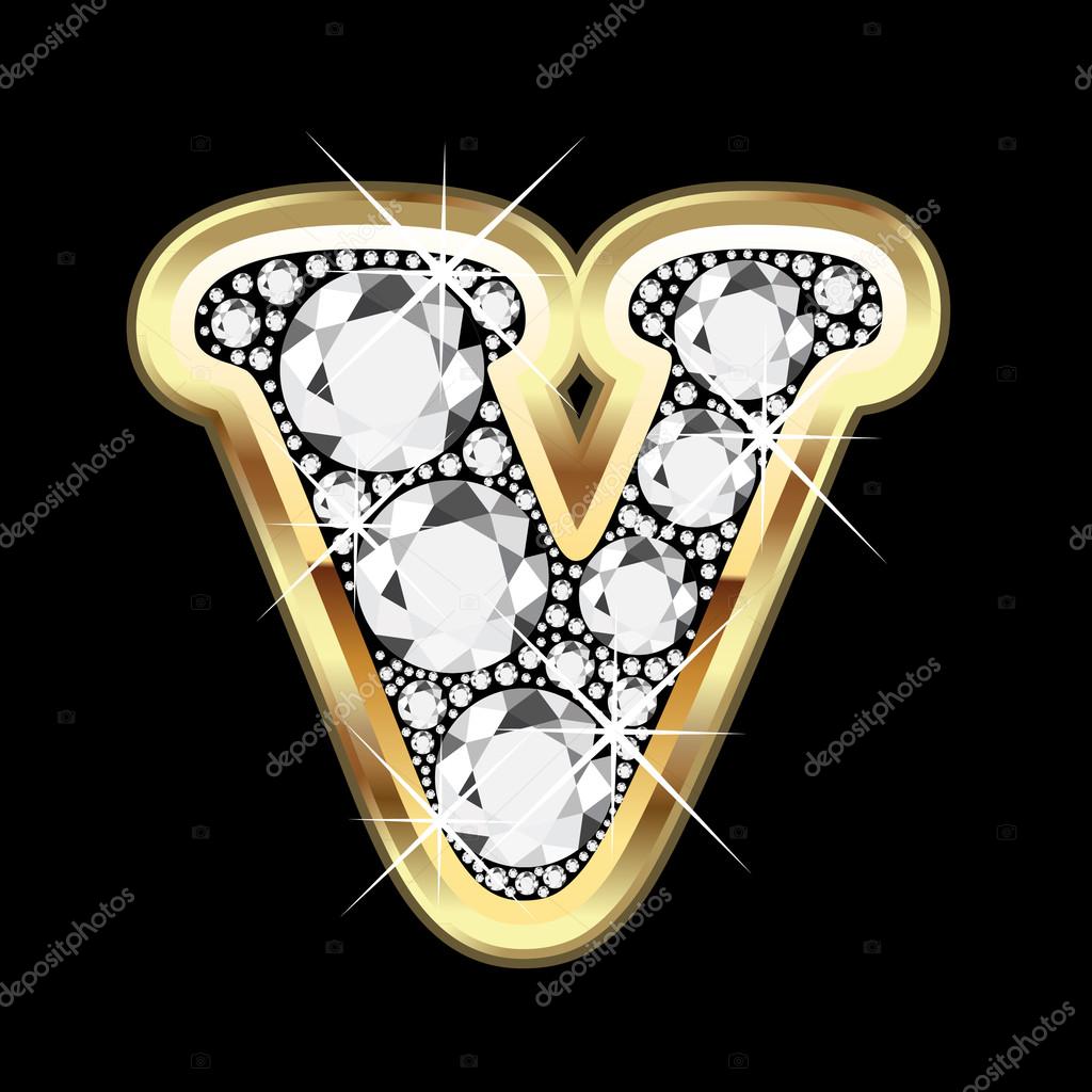 V gold and diamonds bling Stock Vector by ©Glopphy 12482545