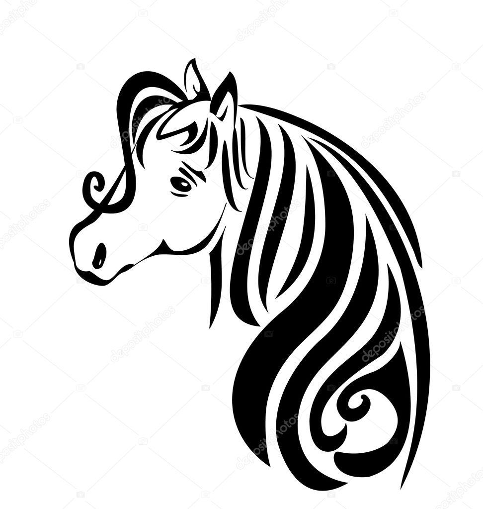 Beauty head hair horse vector stock