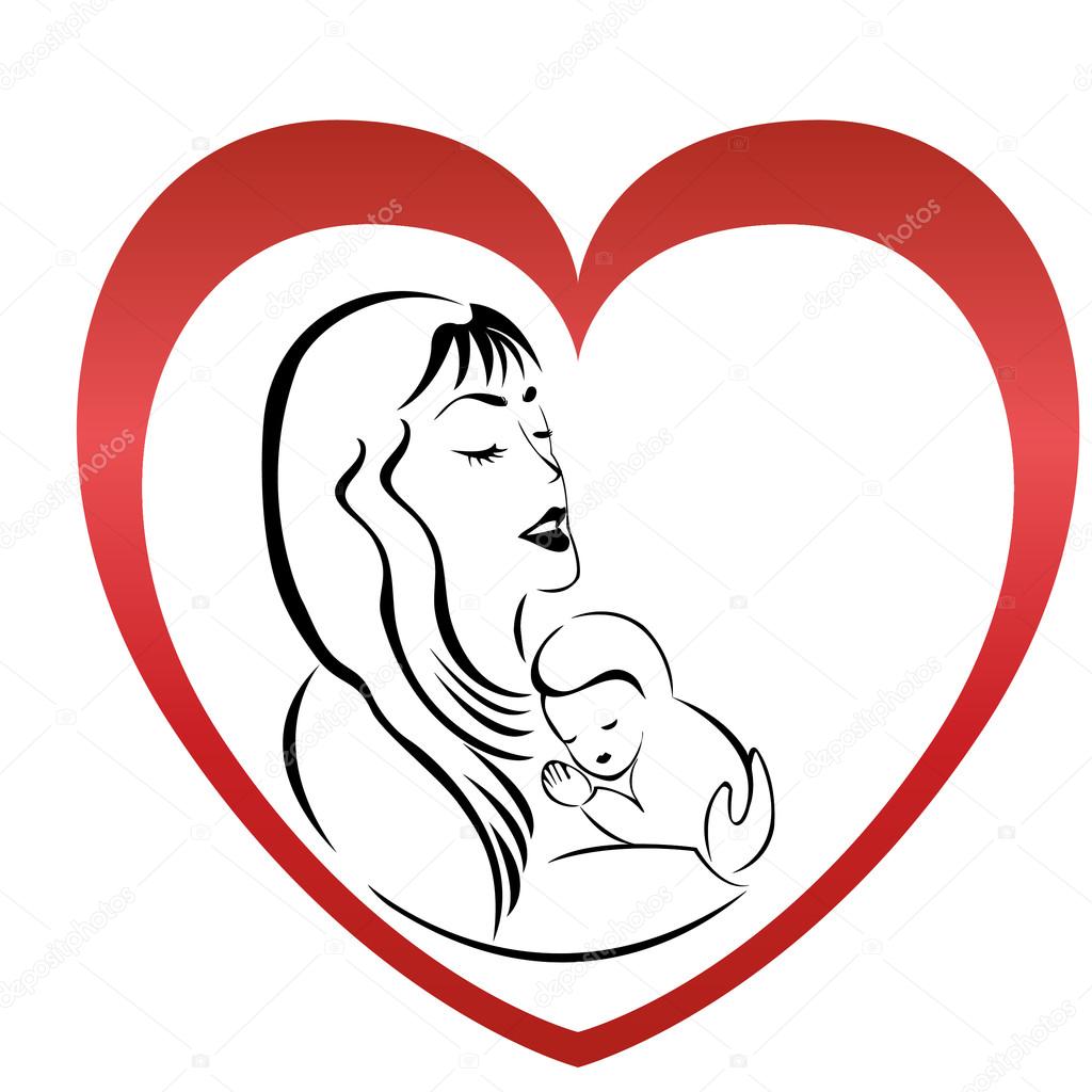 Mother and son logo background vector