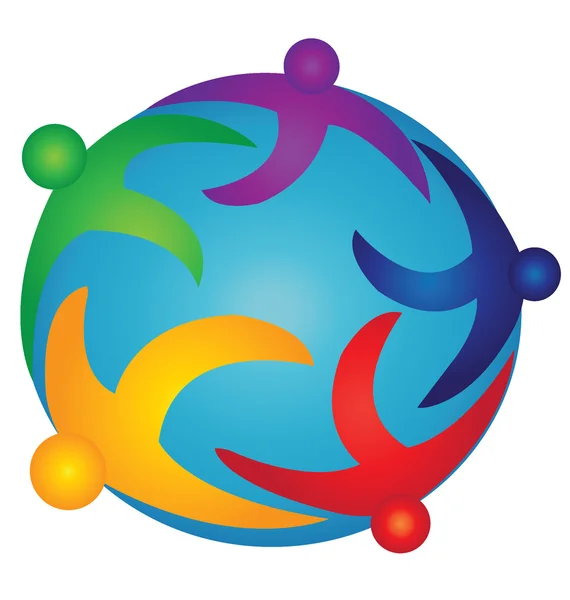 Команда на логотипе мира — стоковый вектор