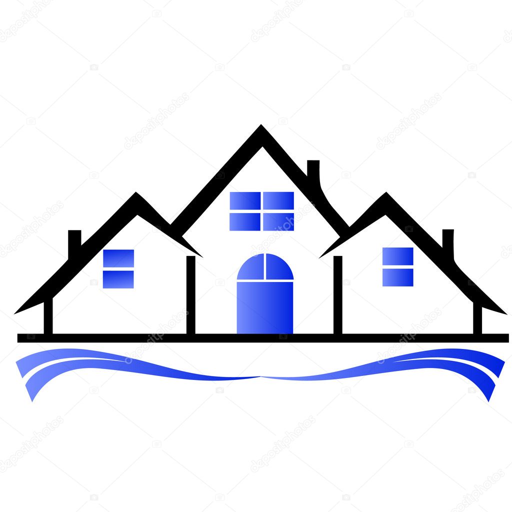 Houses and townhouses logo with ornaments for Real estate card business.