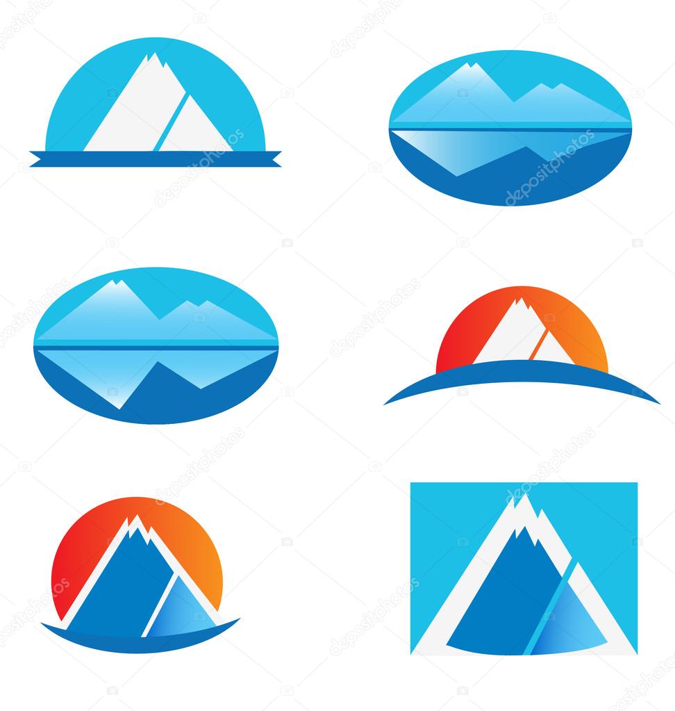Set of Mountains logos icons