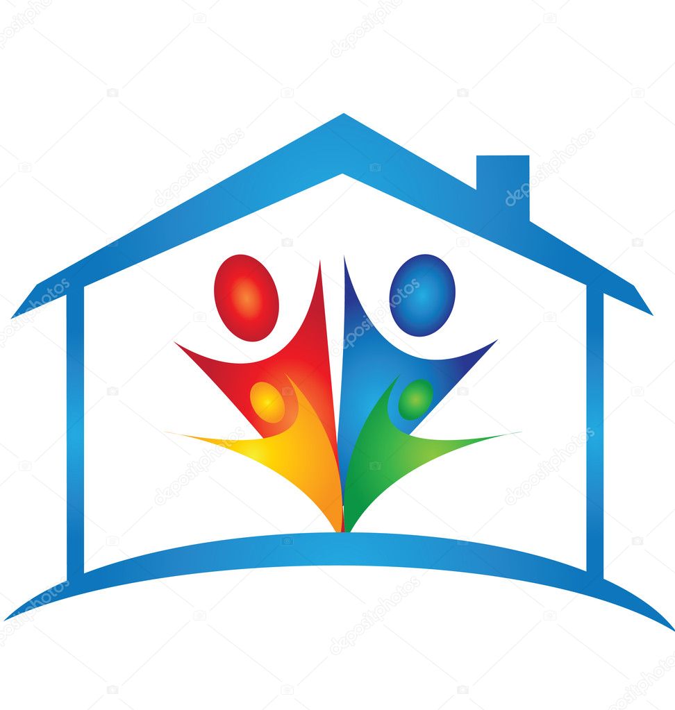 Family in a new house logo vector