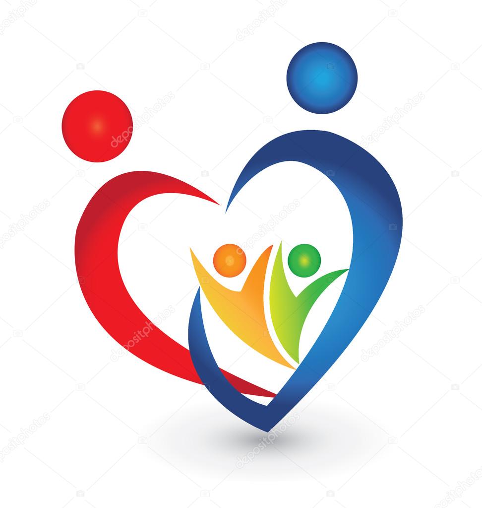 Family union in a heart shape logo vector