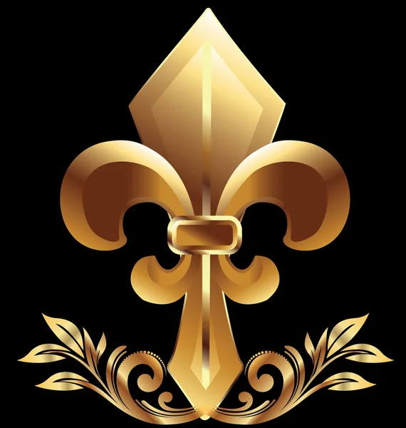 Fleur De Lis, símbolo de Nueva Orleans en oro — Vector de stock