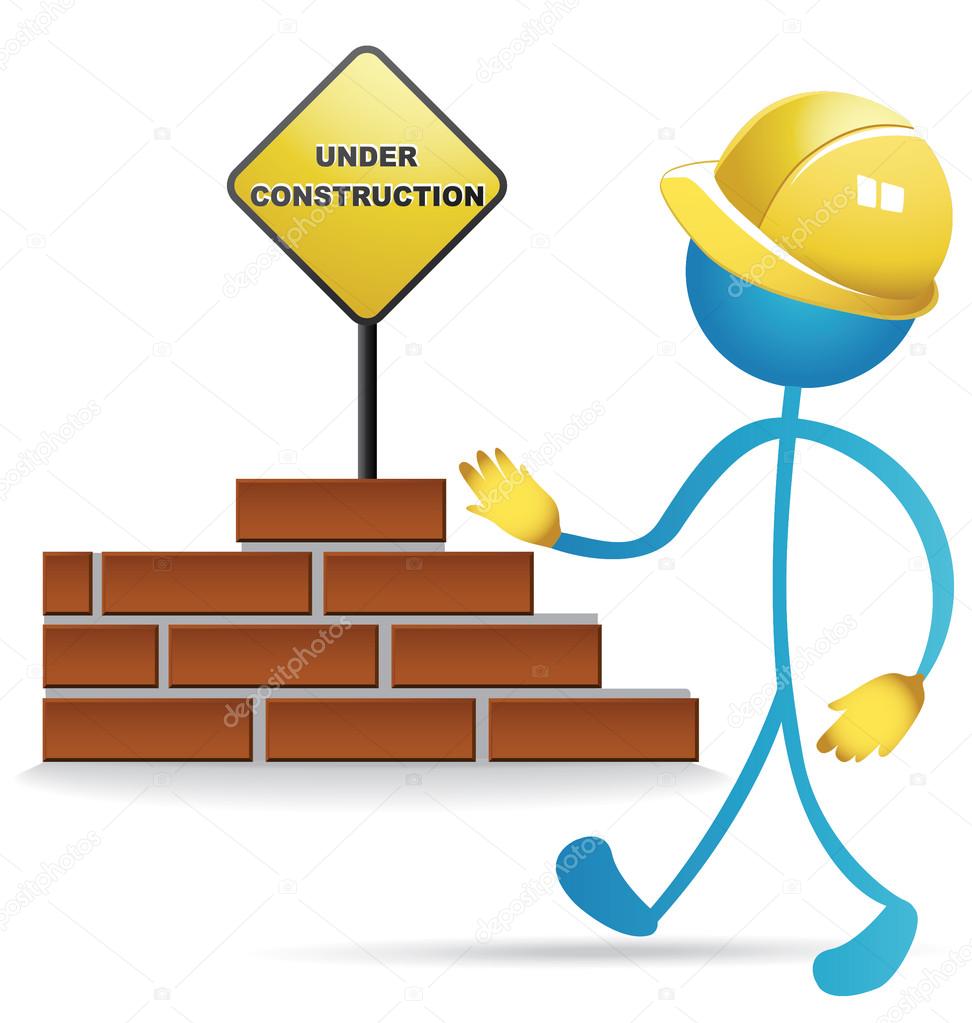 Worker and construction sign