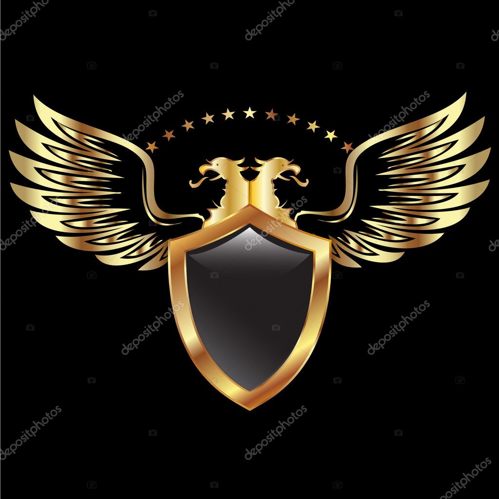 Gold Eagle shield with stars and wings