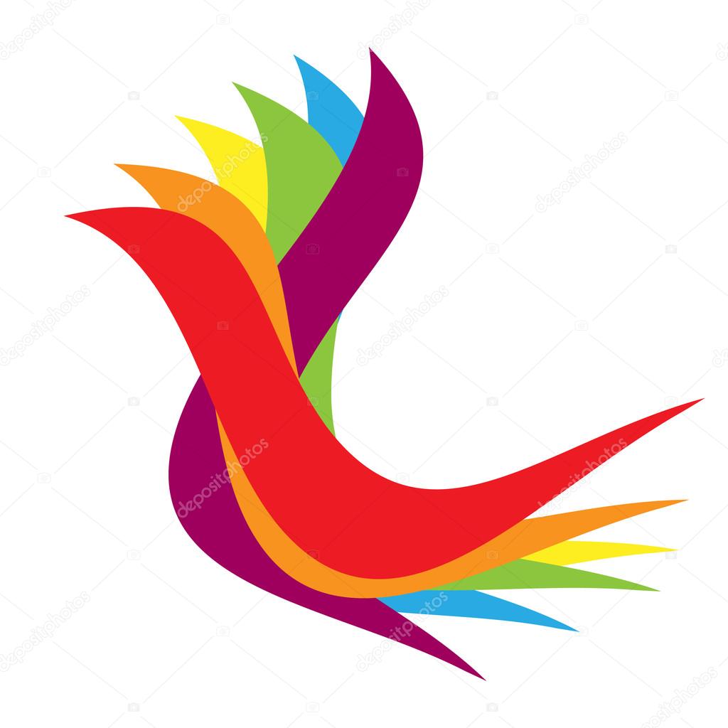 Feather colorful logo design vector
