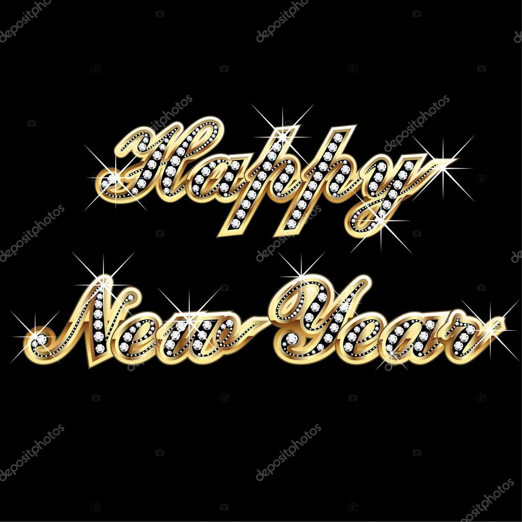 Happy New Year in gold and bling Stock Vector by ©Glopphy 13743309