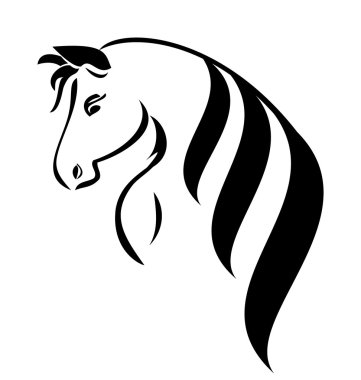 Head horse with beauty hair logo clipart