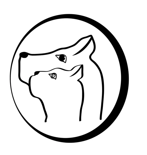 Logo kepala kucing dan anjing - Stok Vektor