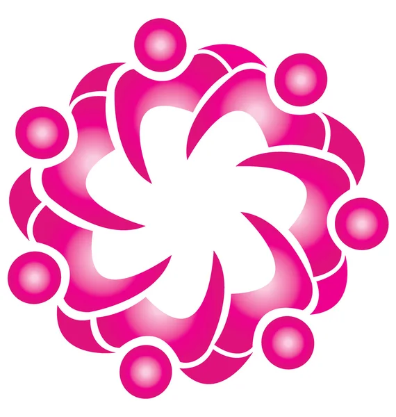 Trabajo en equipo moda rosa flor logo — Vector de stock