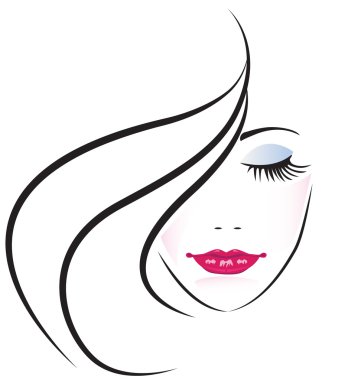 Face of pretty woman silhouette vector clipart