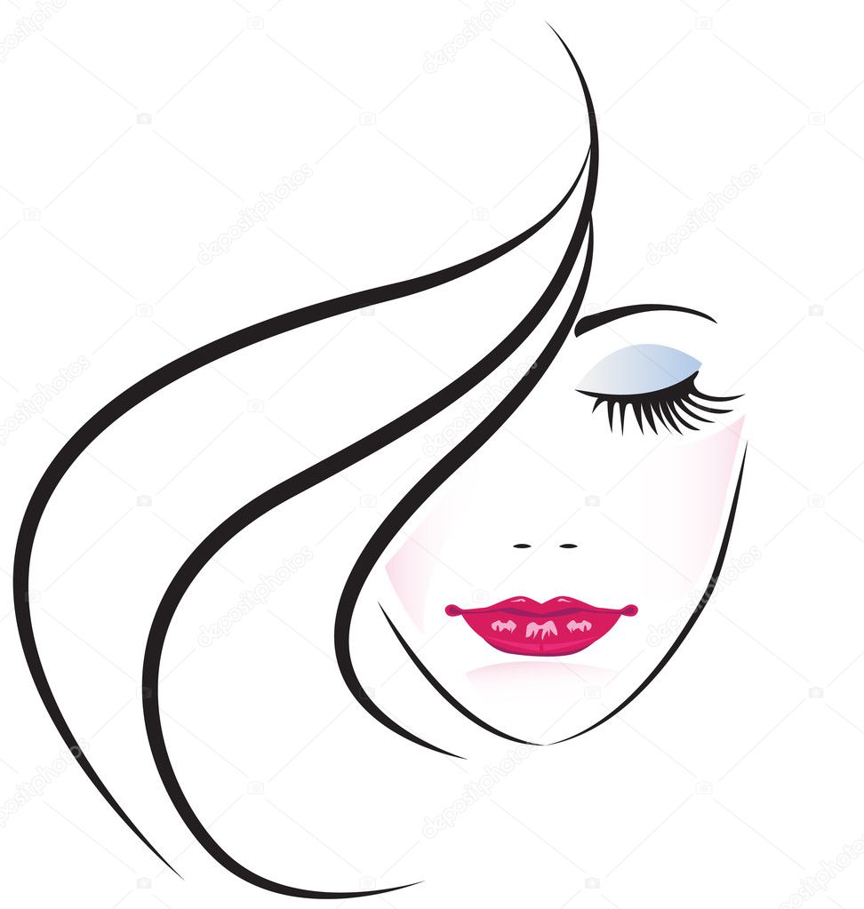 Face of pretty woman silhouette vector