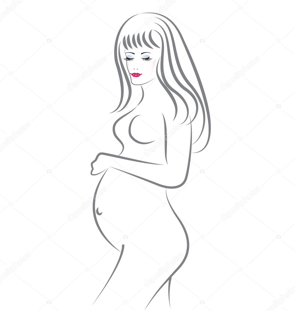 Pregnant beauty woman vector silhouette