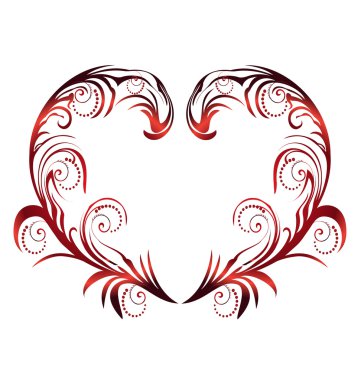 Heart with swirly leaves clipart