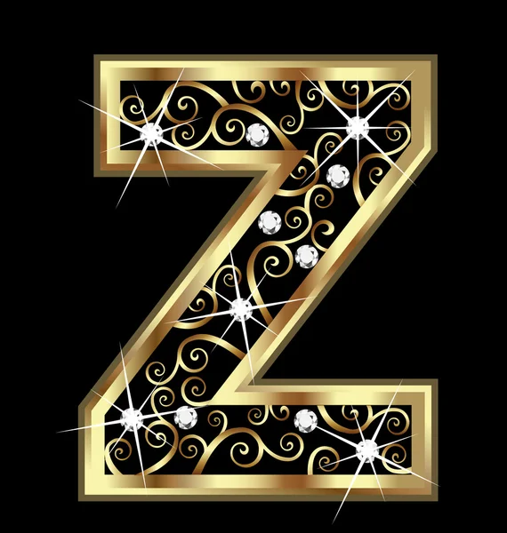 Z lettera d'oro con ornamenti vorticosi — Foto Stock