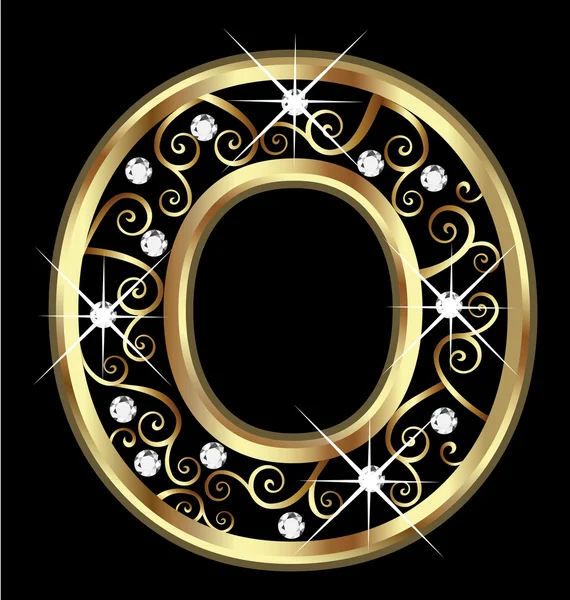 O gold letter with swirly ornaments vector — Stock Vector