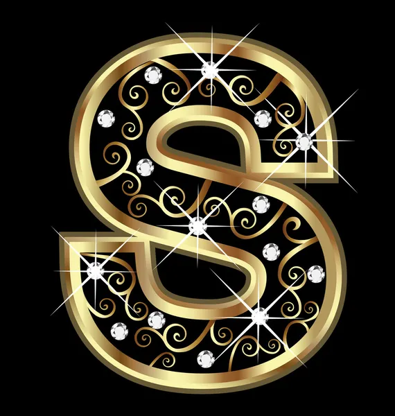 S guld brev med swirly ornament vektor — Stock vektor