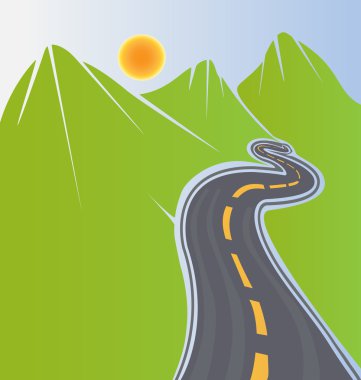 yol ve Yeşil dağlar arka plan