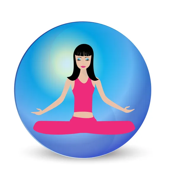 Yoga kız meditasyon logosu — Stok Vektör
