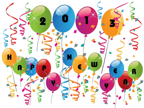 2013 gott nytt år med ballonger — Stock vektor
