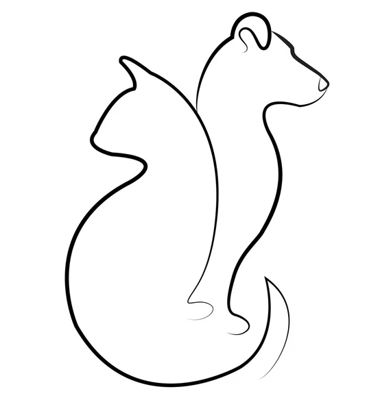 猫と犬のシルエットのロゴ — ストックベクタ