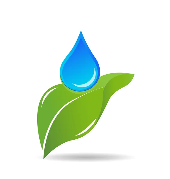 Gota de agua en la hoja logo — Vector de stock