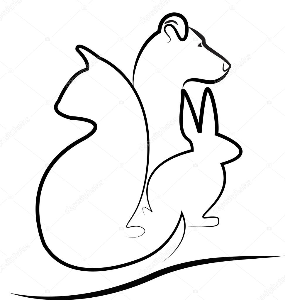 Cat dog and rabbit silhouettes logo
