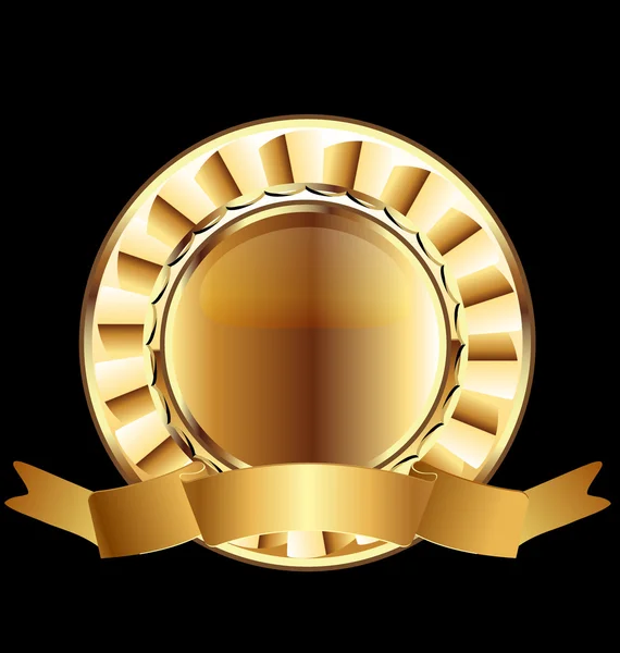 Emblema del nastro sigillo d'oro pronto all'uso — Vettoriale Stock