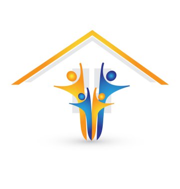 ev ve mutlu aile logo vektör
