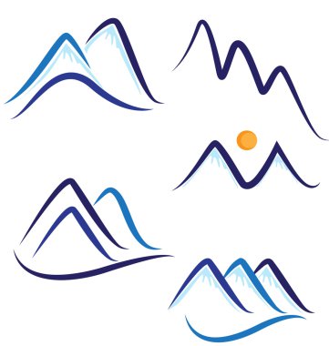 Set of stylized mountains logo vector clipart