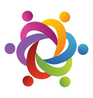 Takım çalışması etrafında bir kucaklama logo vektör
