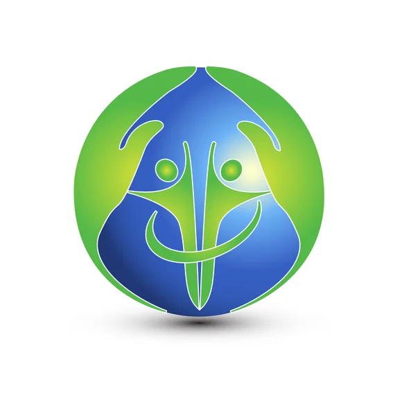 Mains et protéger le monde logo vecteur — Image vectorielle