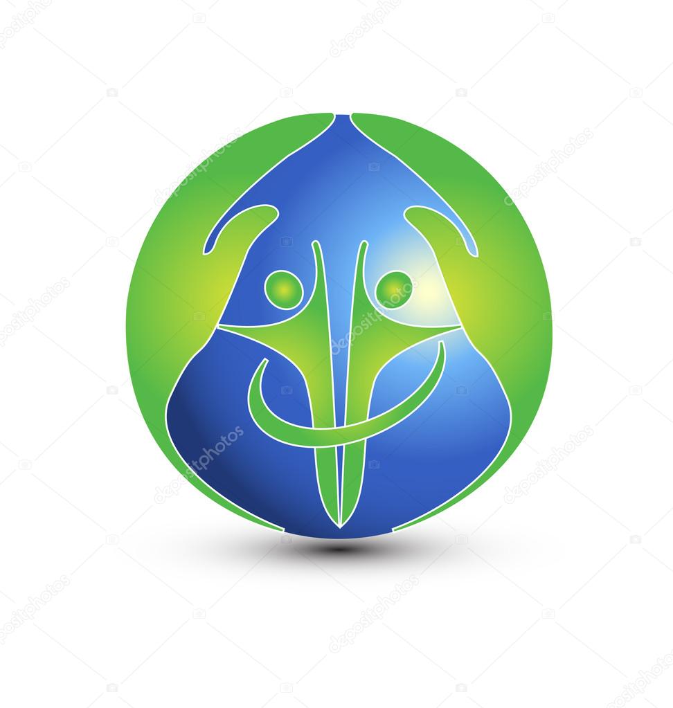 Hands and protect the world logo vector