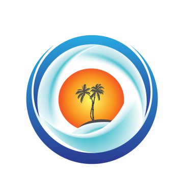Tropical island logo vector clipart