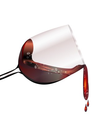 Red wine in a glass spilling clipart