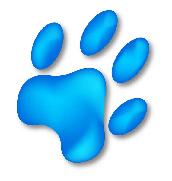 Hond blauwe voetafdruk logo — Stockvector